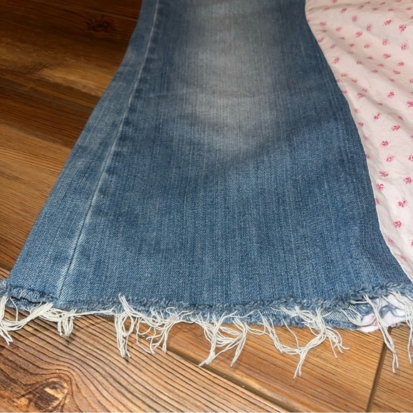 Upcycled United Colors Of Benetton Denim Skirt Pink Floral Fabric 30in Waist - Picture 5 of 13